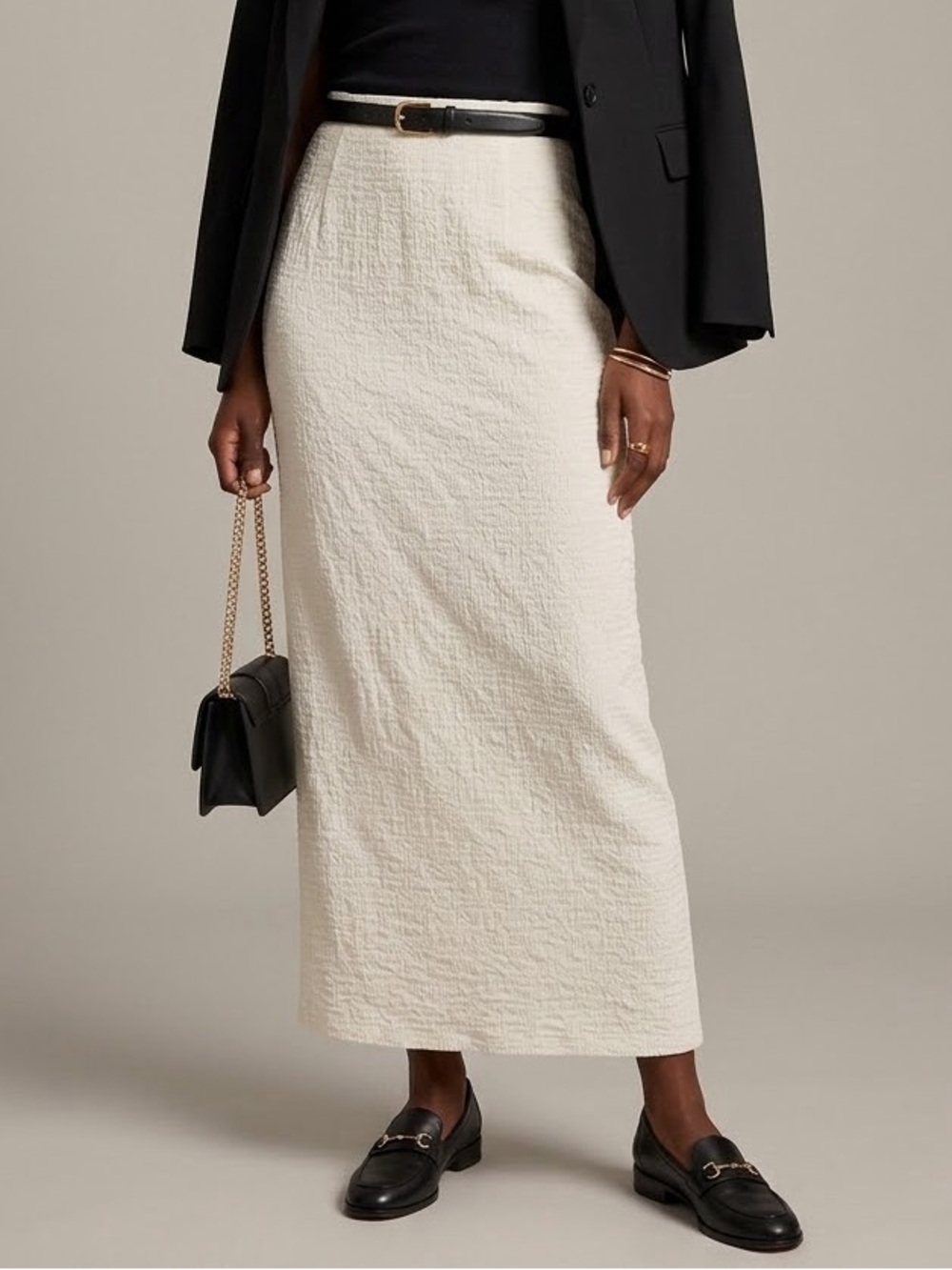 Sabo Textured White Maxi Skirt Size Small
